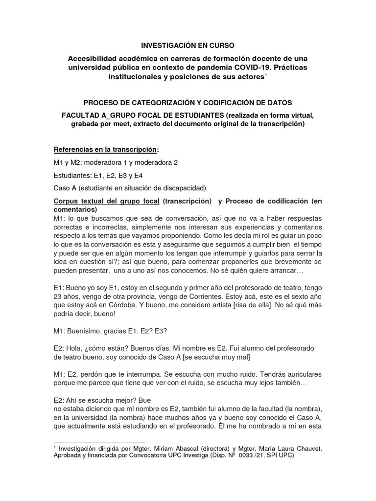 Ejemplo de Proceso de Codificación de Datos y Organización de ...