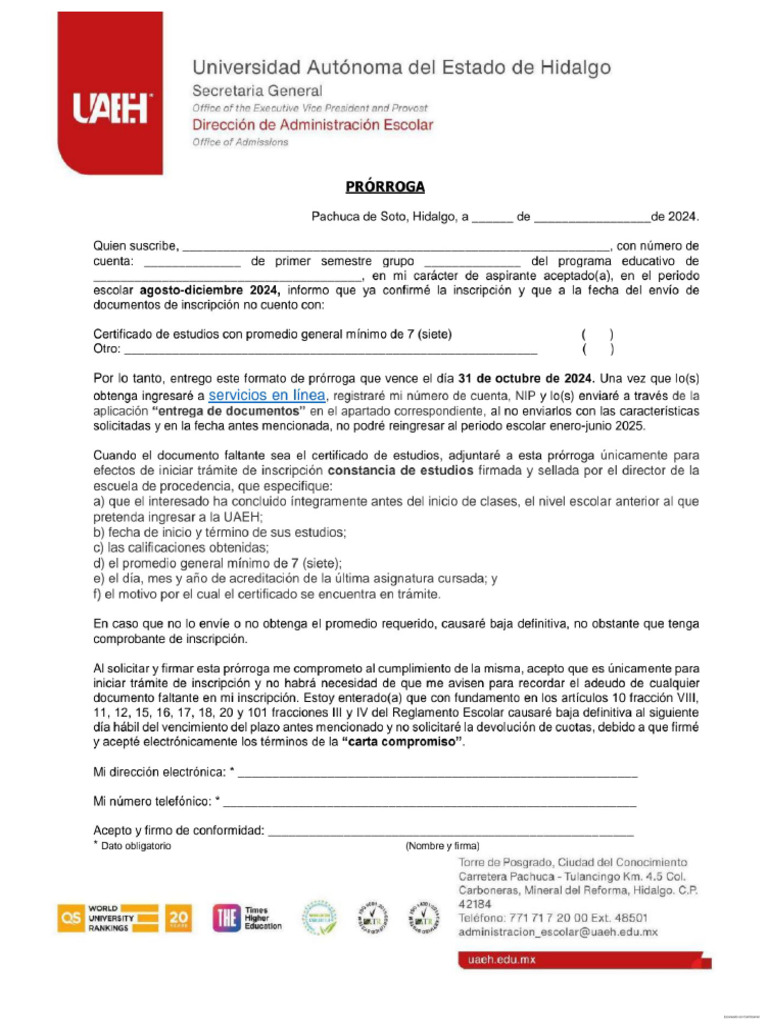 Prorroga Licenciatura 24 | PDF
