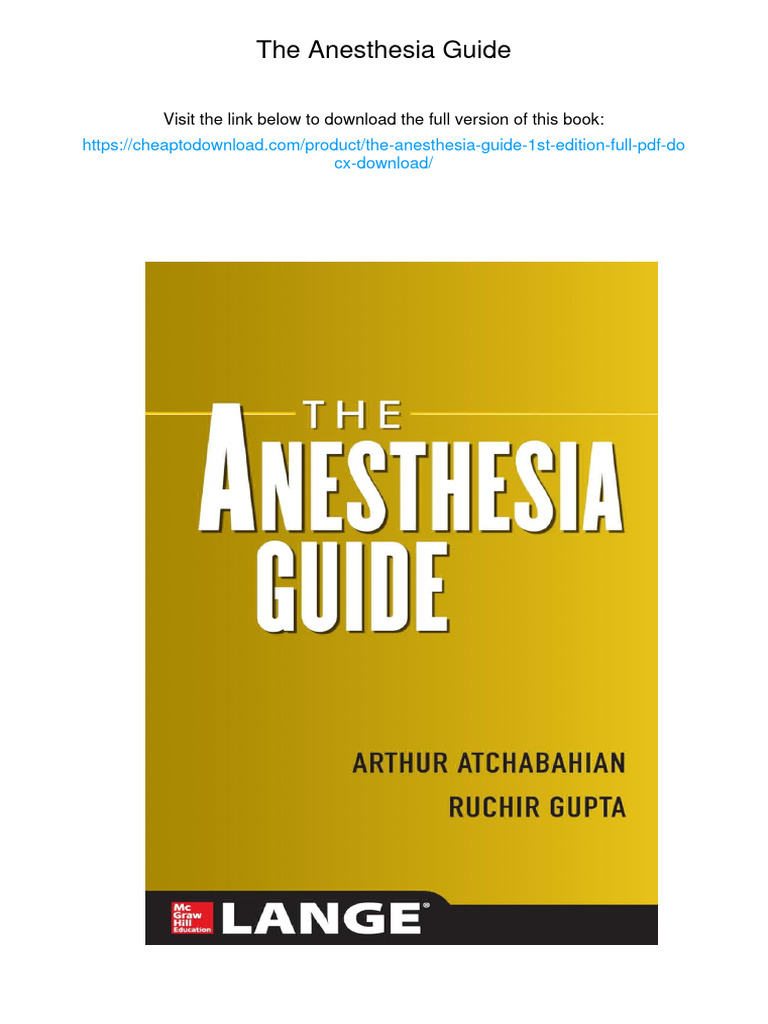 The Anesthesia Guide. 1st Edition. ISBN 9780071760492, 978-0071760492 ...