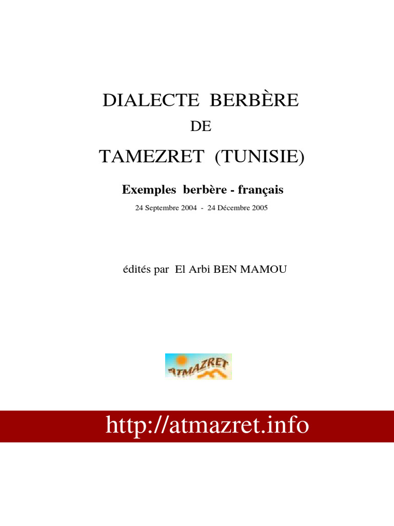 Exemples du dialecte berbère de Tamezret | PDF | Phonétique | Linguistique