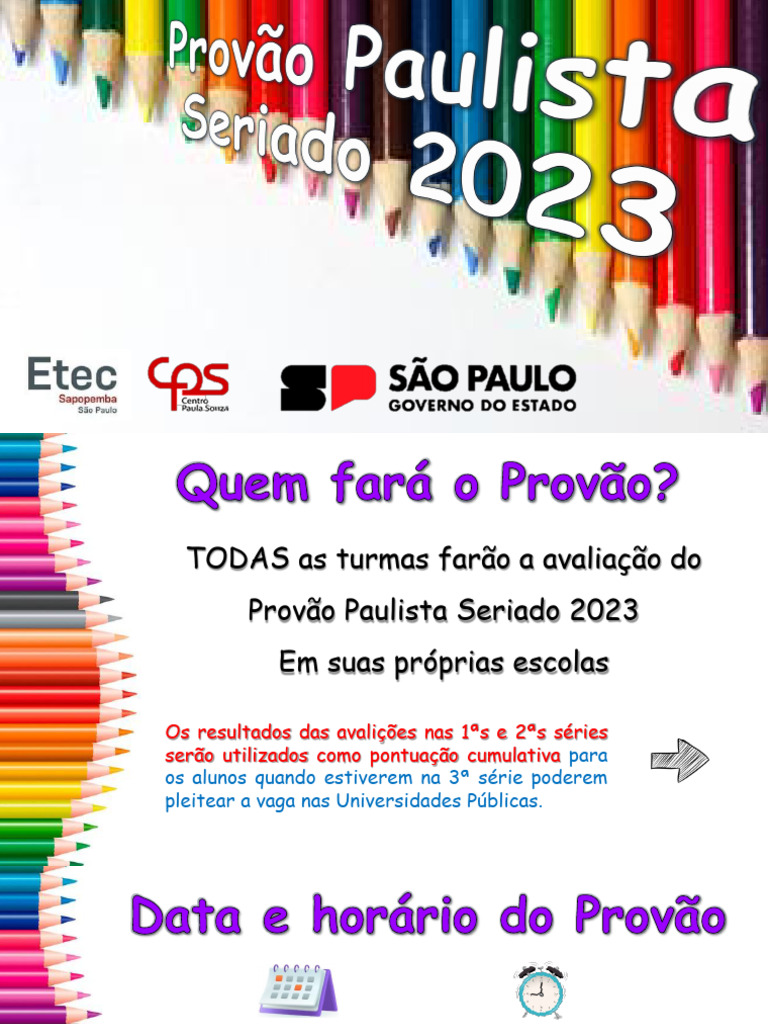 Provão Paulista Seriado 2023: Informações Gerais | PDF