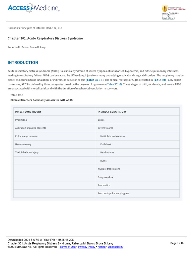 OPCIONAL - Chapter 301 - Acute Respiratory Distress Syndrome | PDF ...
