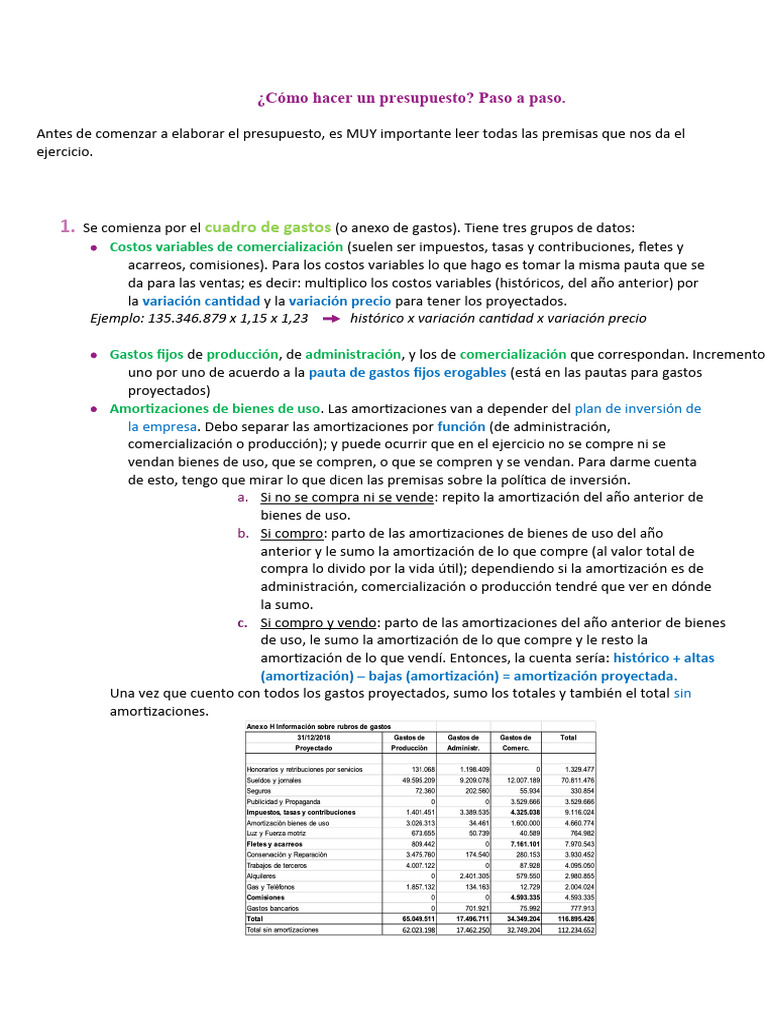 Guía Completa para Hacer un Presupuesto | PDF | Presupuesto | Hoja de ...