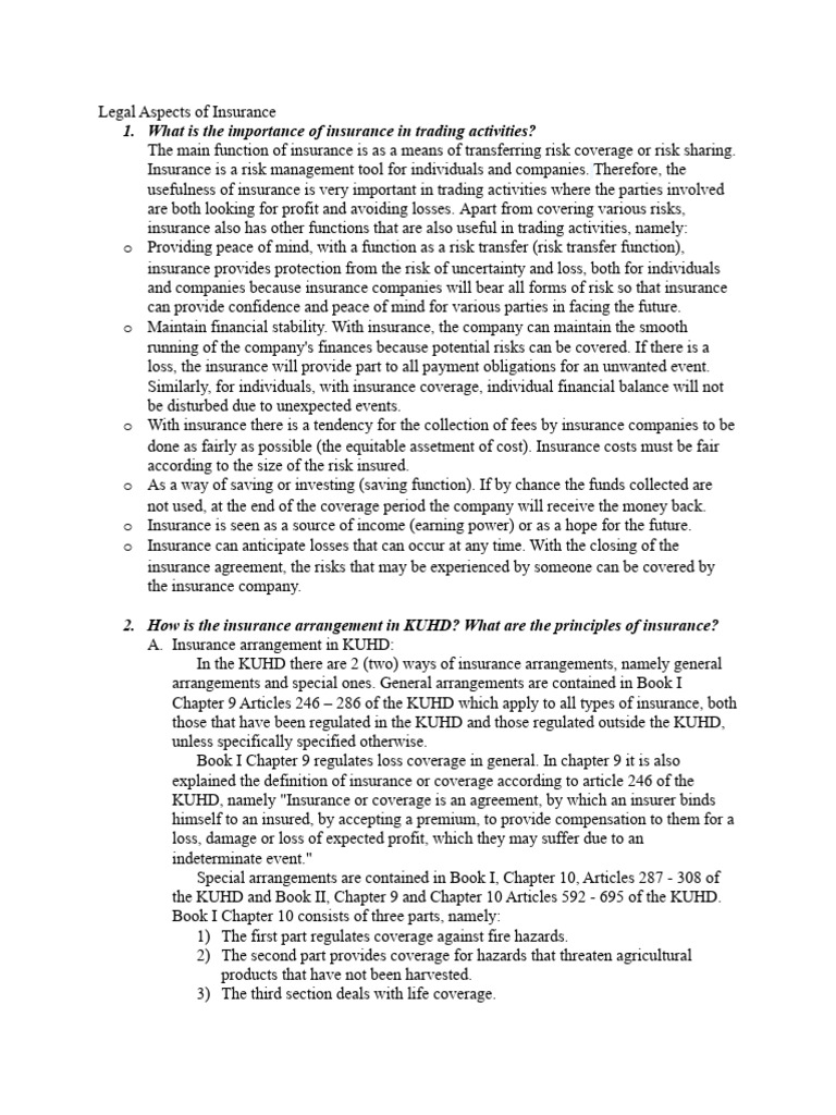 Legal Aspects of Insurance | PDF | Insurance | Risk