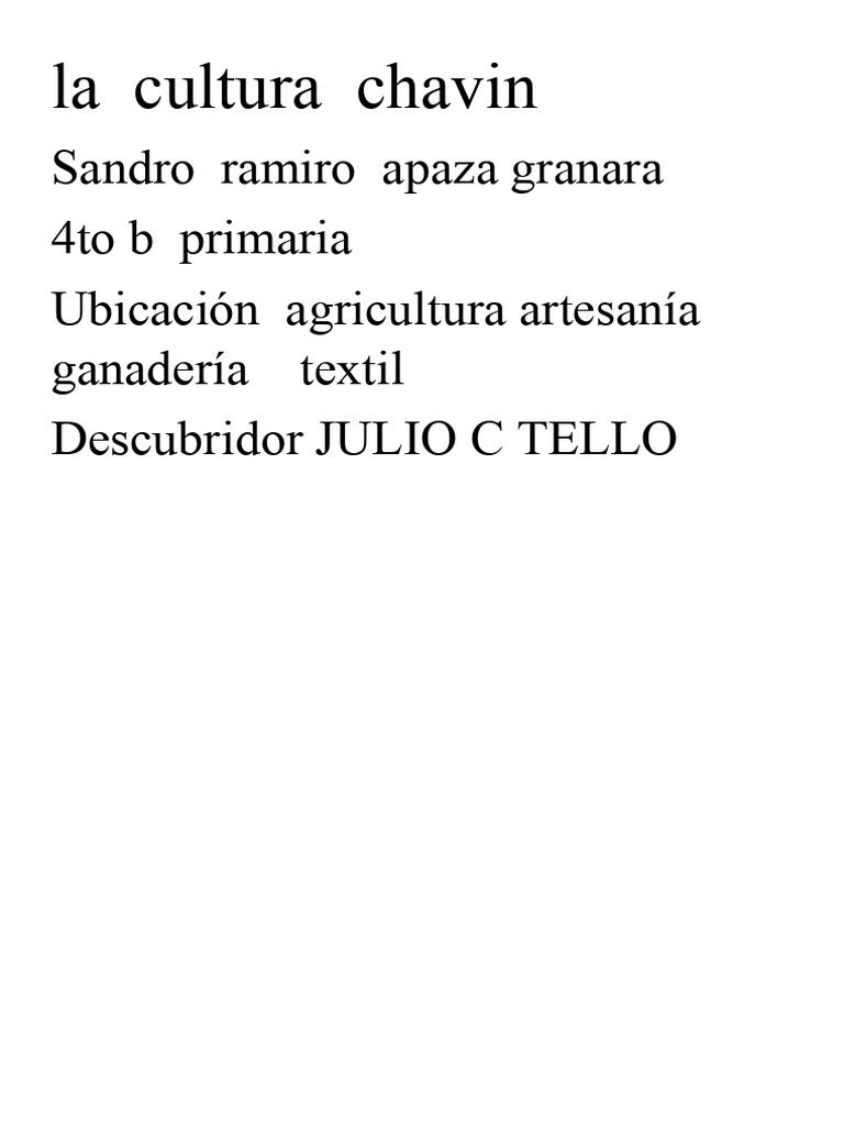 La Cultura Chavin | PDF