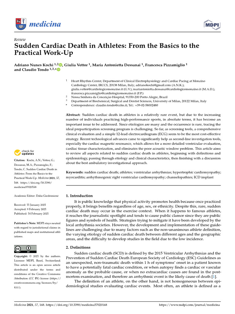 Sudden Cardiac Death in Athletes From The Basics To | PDF | Cardiology ...