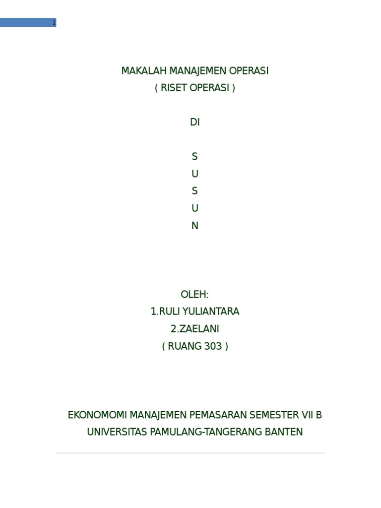 Makalah Riset Operasi | PDF