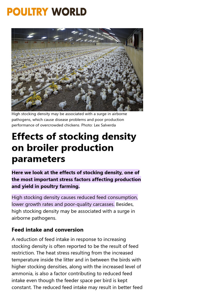 Effects of Stocking Density On Broiler Production Parameters Poultry ...