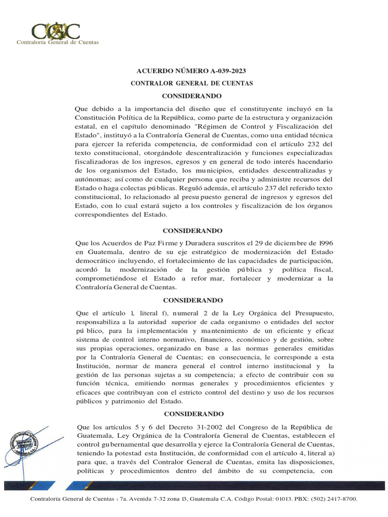 Normas de Control Interno Gubernamental | PDF | Auditoría | Responsabilidad