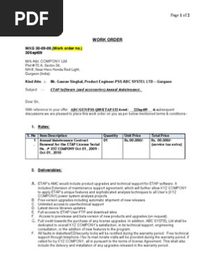 Work Order Format
