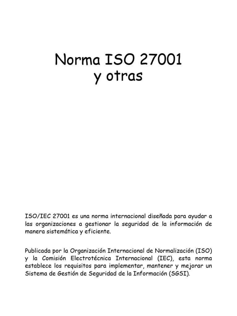 Norma ISO 27001 - Otras | PDF | Seguridad de información | La seguridad ...
