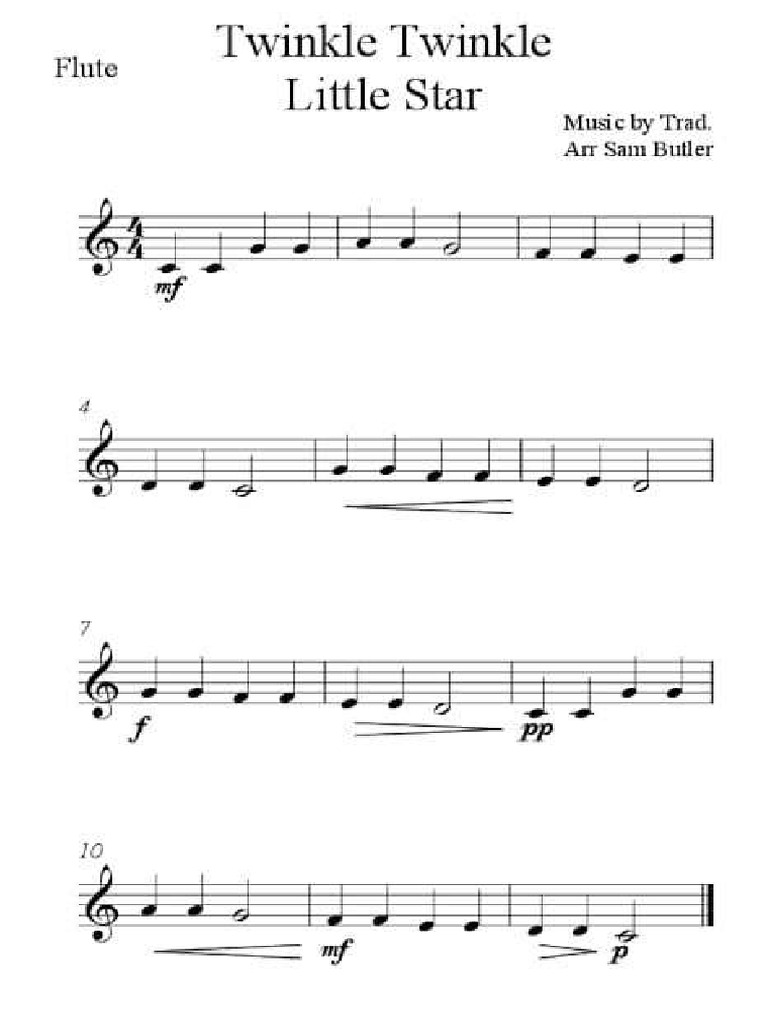 Twinkle Twinkle Little Star-Not Balok | PDF