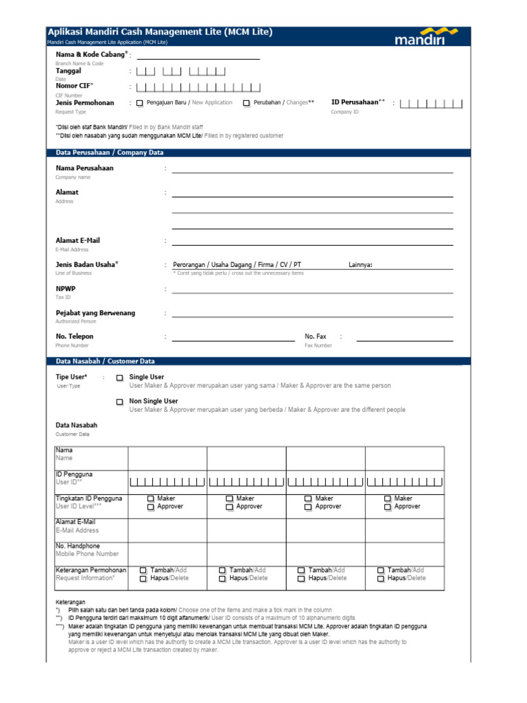 Formulir Aplikasi MCM Lite Bagian 1 (New Version) | PDF | Pengelolaan ...