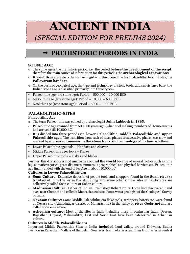 Upsc Study Material | PDF | Stone Age | Paleolithic