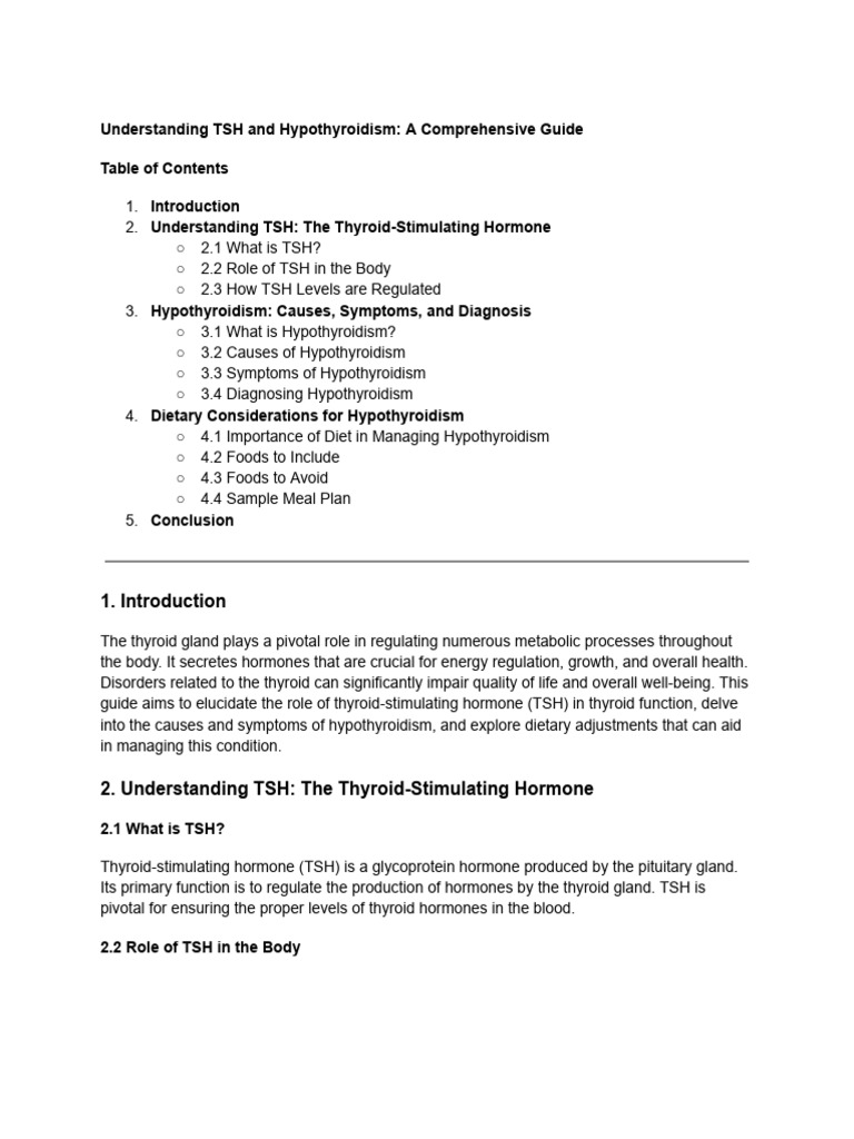 Understanding tsh and hypothyroidism a comprehensive guide pdf