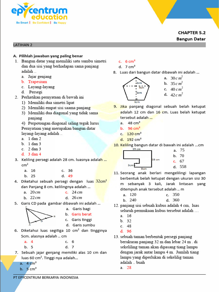 Soal Latihan Bangun Datar Kelas 5 | PDF