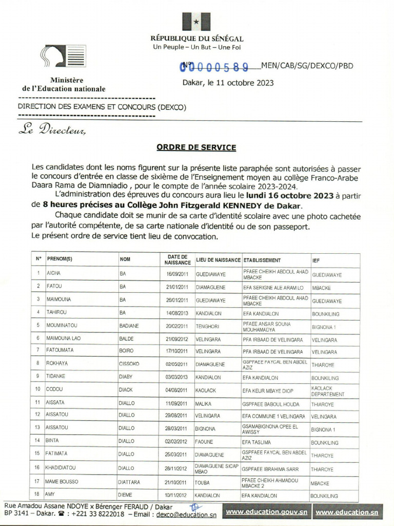 Liste Candidates Autorisées Daara Rama 2023 | PDF