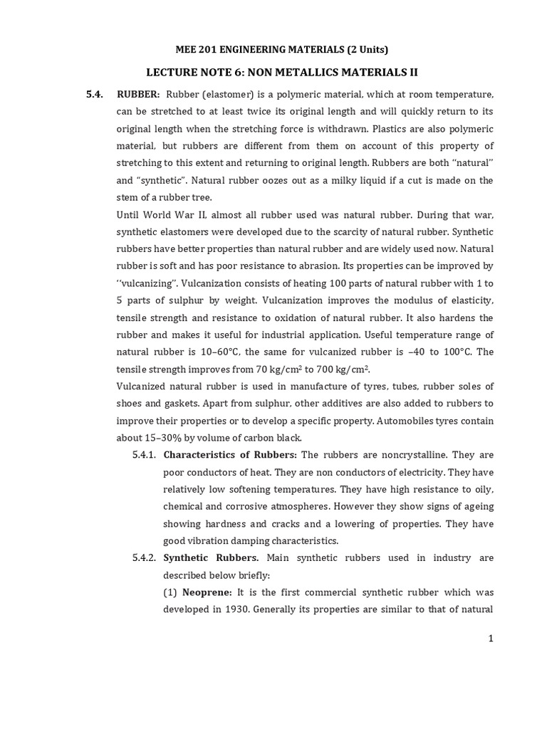 Mee 201 Lecture Note 6 | PDF | Composite Material | Plastic