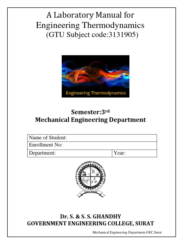 ET Lab Manual New Course - 3131905 | PDF | Steam | Entropy