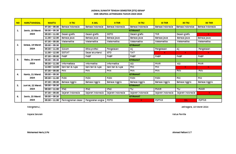 Jadwal Sts Grafika 2024 Pdf