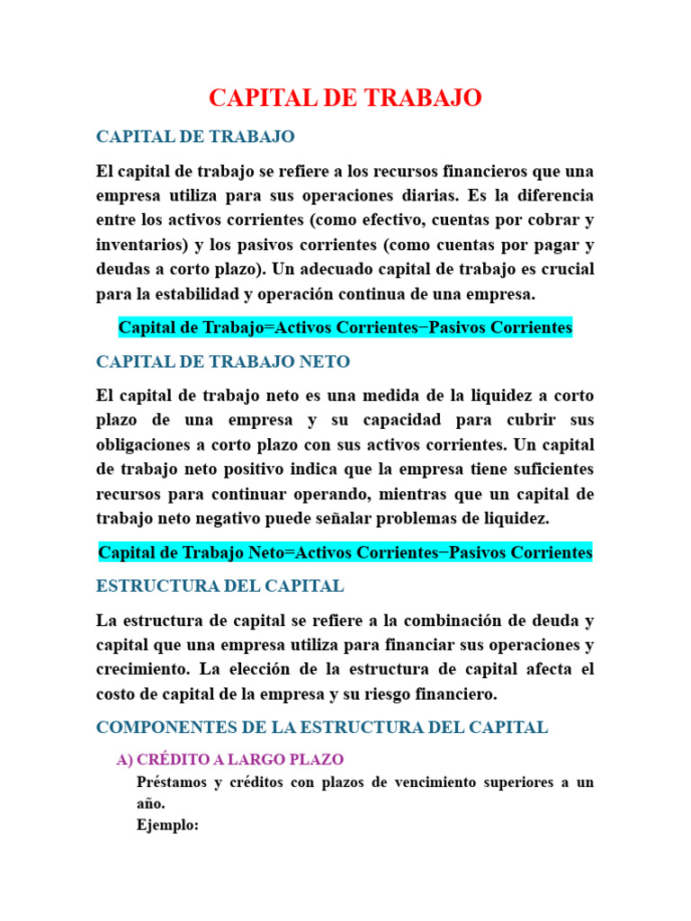 Capital de Trabajo (AYPF) | PDF | Capital de trabajo | Compartir (Finanzas)