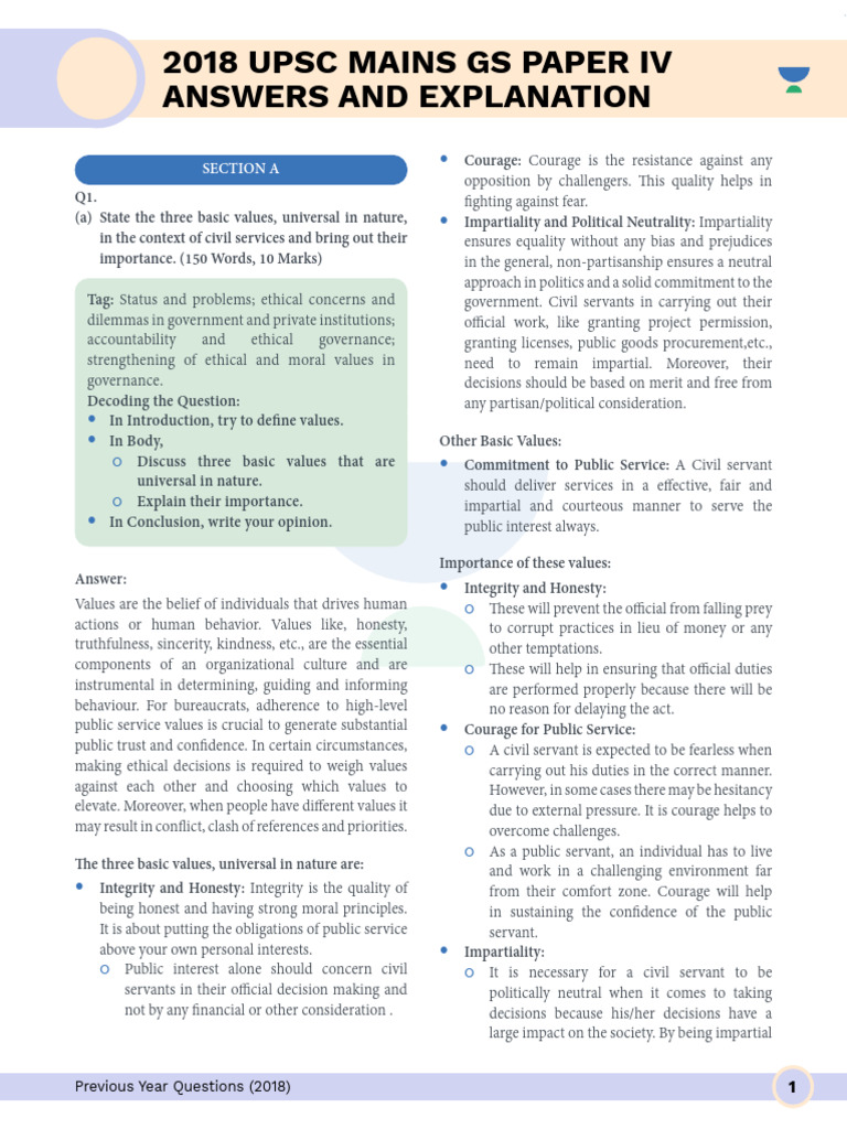 Civil Service Values and Ethics Explained | PDF | Integrity | Conflict ...