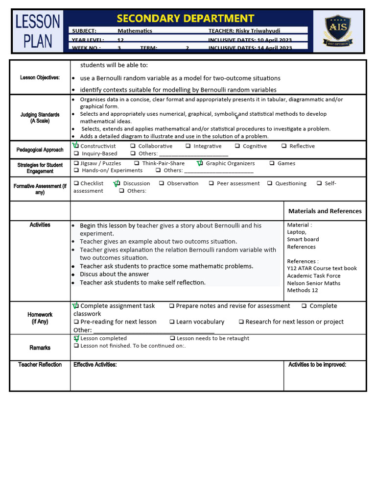 Lesson Plan T2 Week 3 Y12 - 10-14 Apr 2023 | PDF | Inquiry Based ...