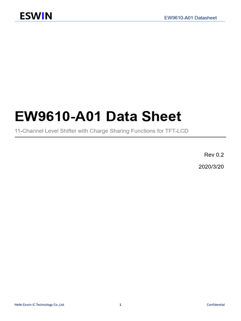 EW9610-A01 Level Shifter Datasheet | PDF | Capacitor | Electronics