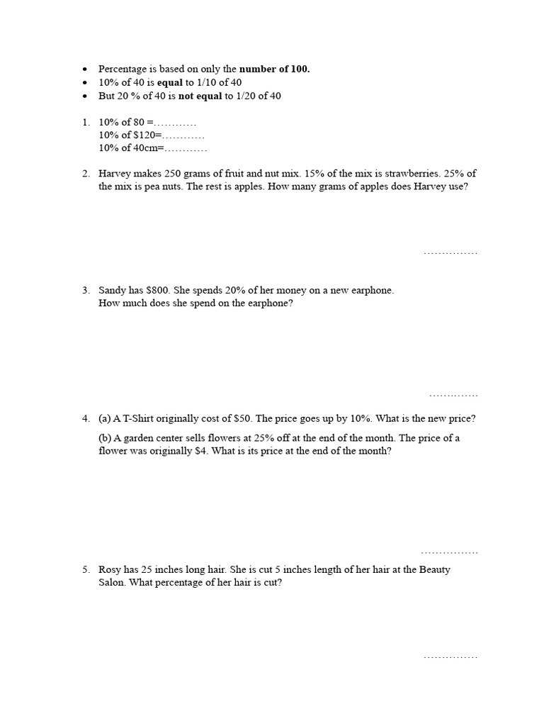 Percentage Calculations and Problems | PDF