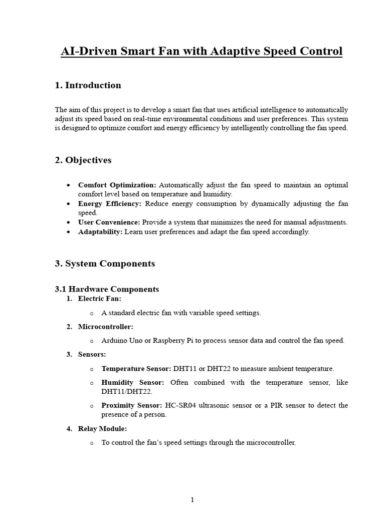 AI-Driven Smart Fan with Adaptive Speed Control | PDF | Artificial ...