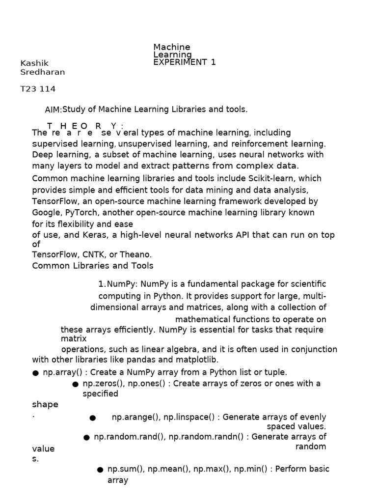 Machine Learning Experiment Pdf Artificial Neural Network Support