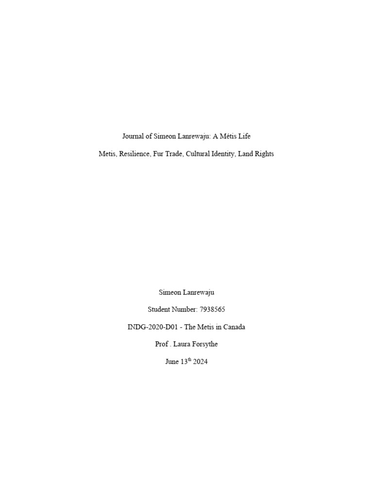 Métis Life and Resilience Journal | PDF | Métis | Canadian Folklore