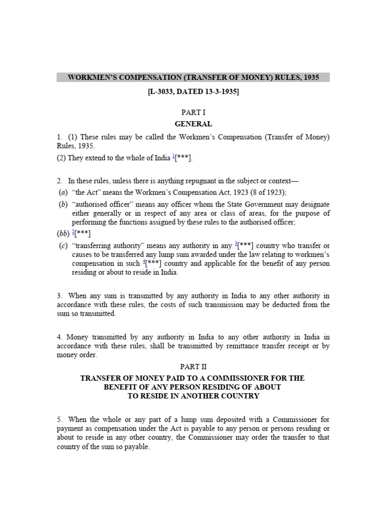 Workmen’s Compensation Money Transfer Rules | PDF | Justice | Crime ...