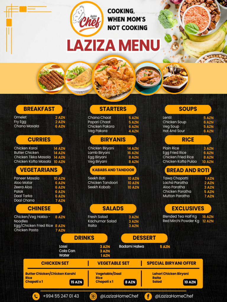 Laziza Home Chef Menu Overview | PDF | Indian Cuisine | Food And Drink ...