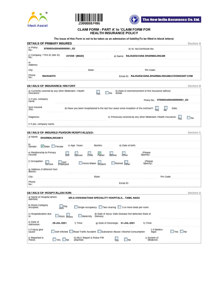 Health Insurance Claim Form Guide | PDF | Hospital | Insurance