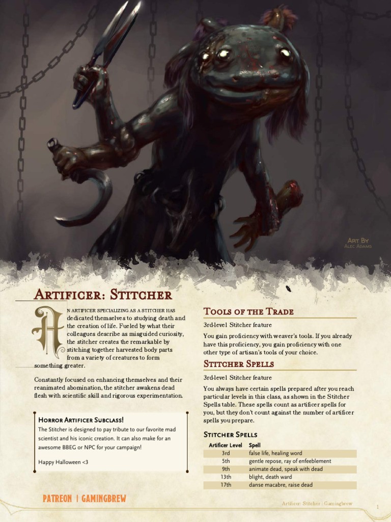 Artificer: Stitcher Subclass Guide | PDF