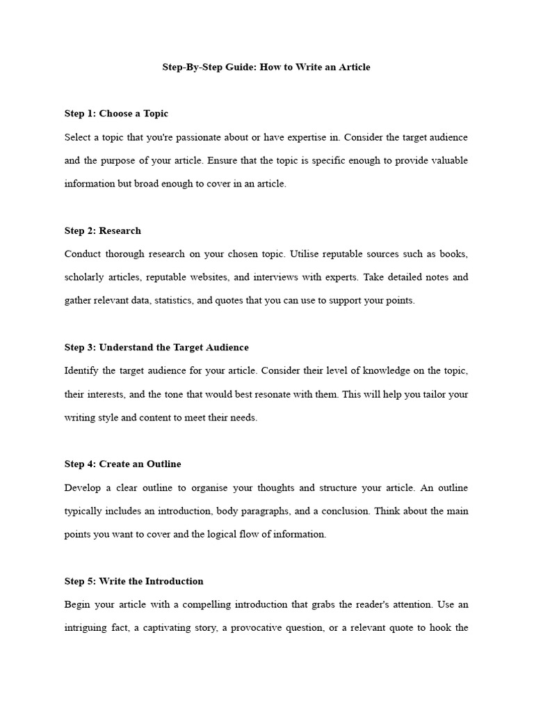 Step-By-Step Guide - How To Write An Article | PDF | Target Audience ...