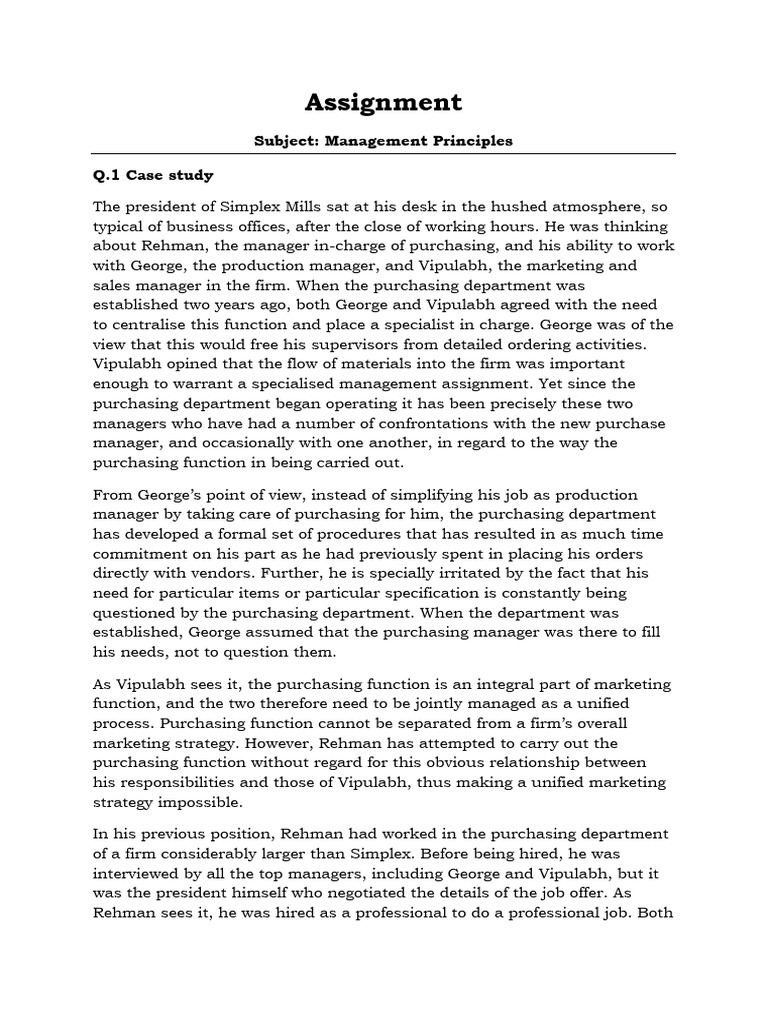 Management Principles Case Study | PDF | Business