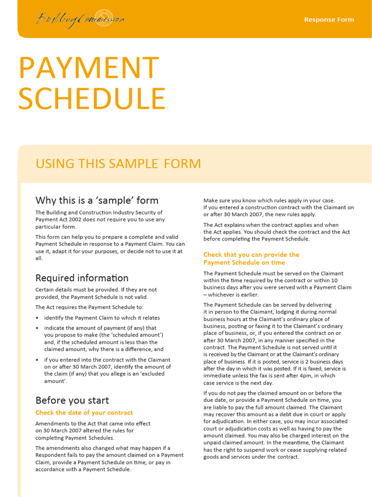 Payment Schedule Template 09 | PDF | Adjudication | Damages