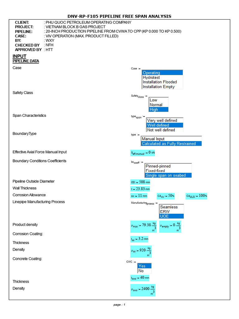 Pipeline Free Span Analysis Report | PDF | Strength Of Materials ...