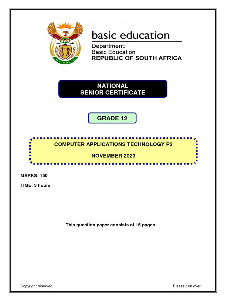 Grade 12 Computer Applications Exam Paper | PDF | World Wide Web ...