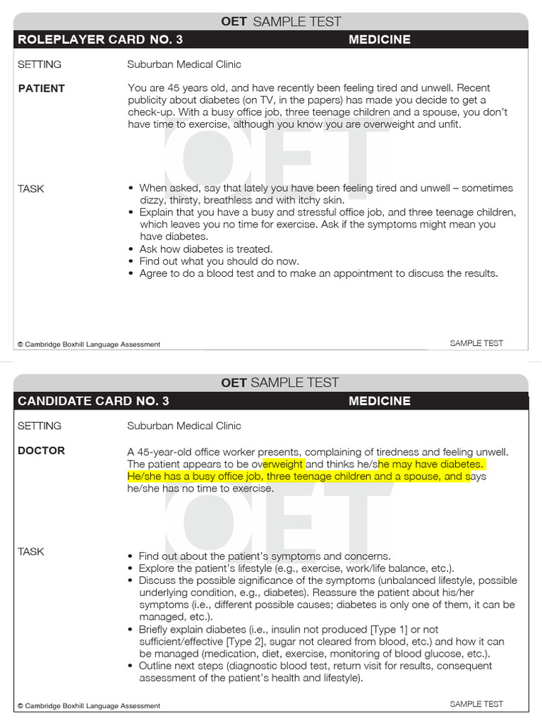 Speaking Sample Test 3 - Medicine | PDF