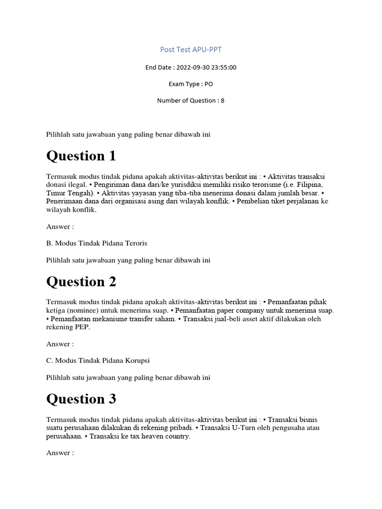KJ Post Test APU | PDF