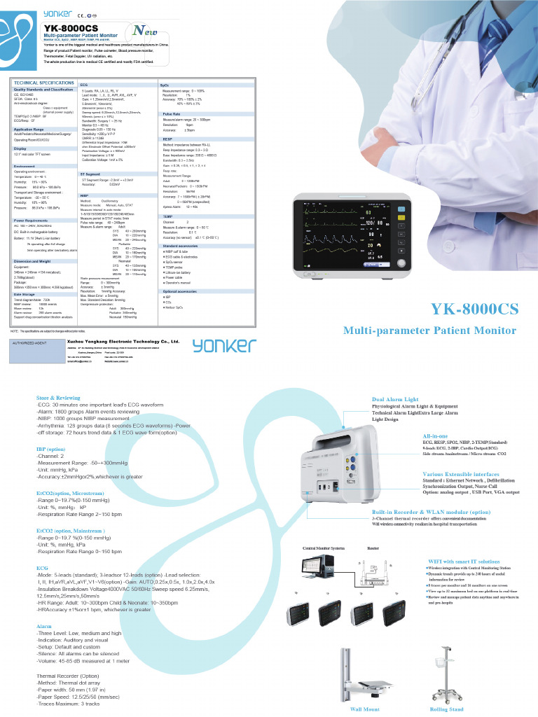 Yonker 8000cs Patient Monitor | PDF