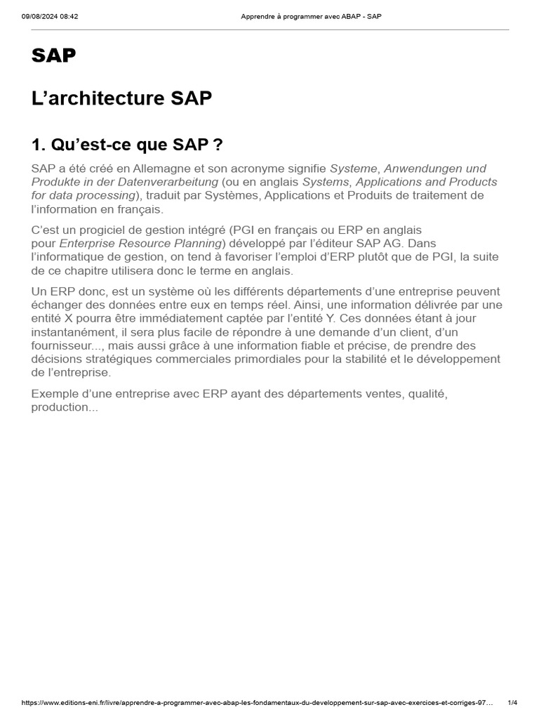 Introduction à SAP et ABAP | PDF | Progiciel de gestion intégré | Business