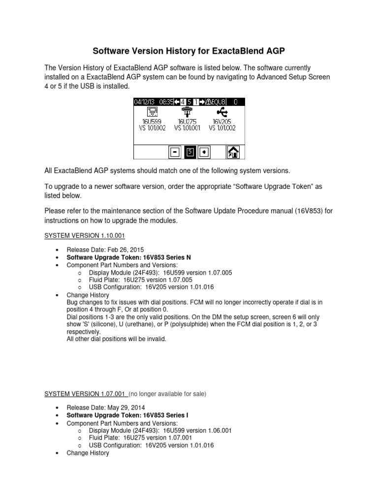 ExactaBlend AGP Base Software Versions | PDF | Usb | Software