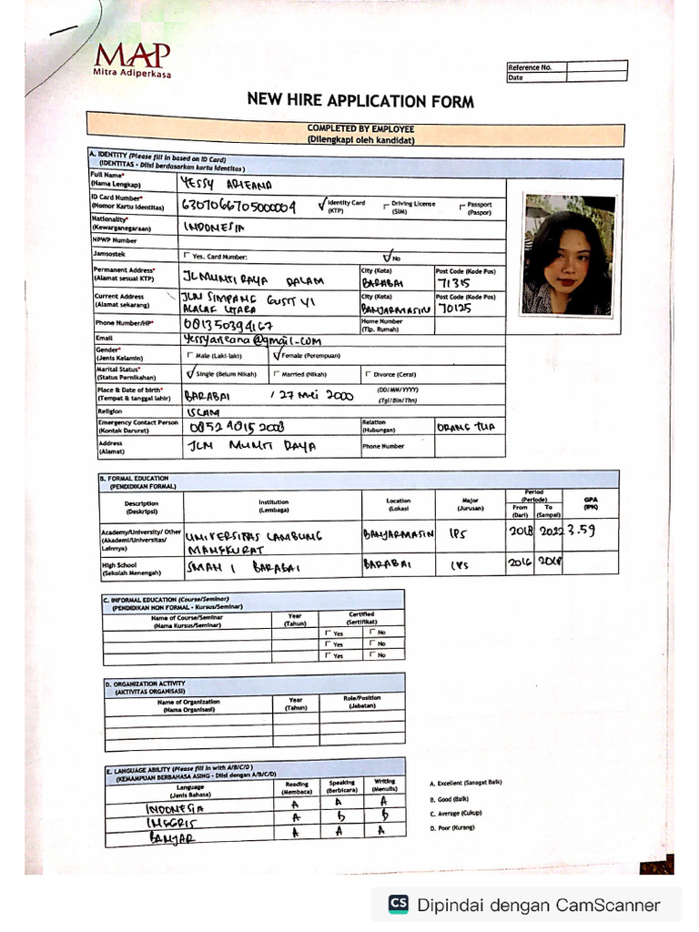 Map Form Yessy Arieana | PDF