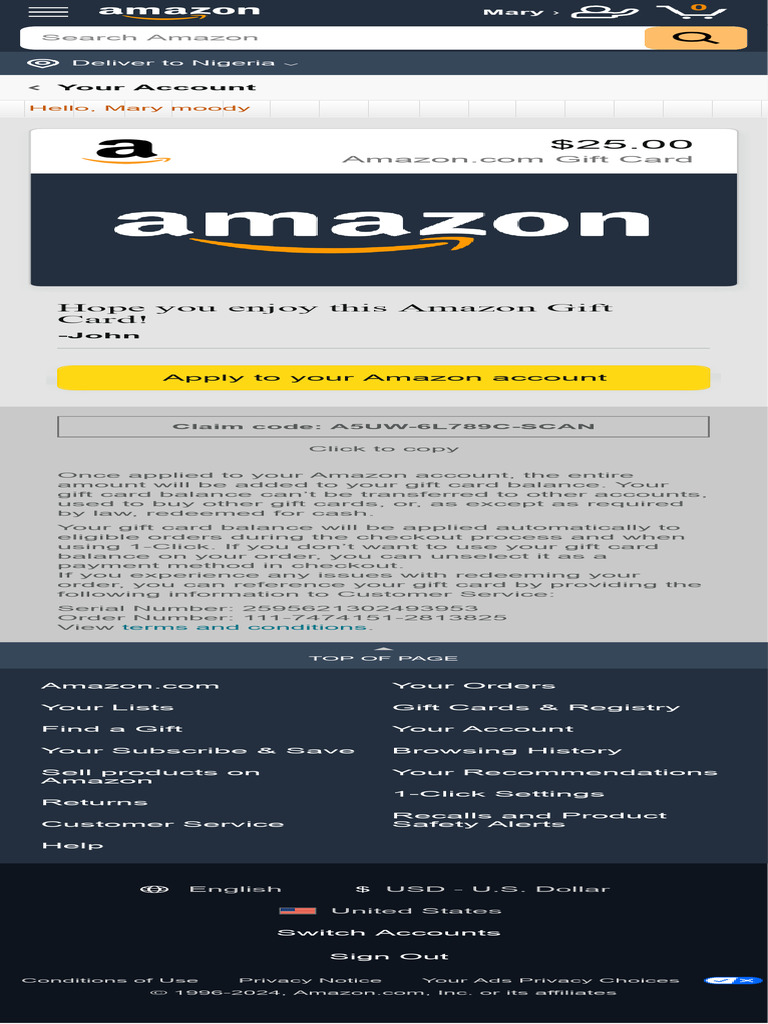 Amazon Gift Card Redemption Guide | PDF