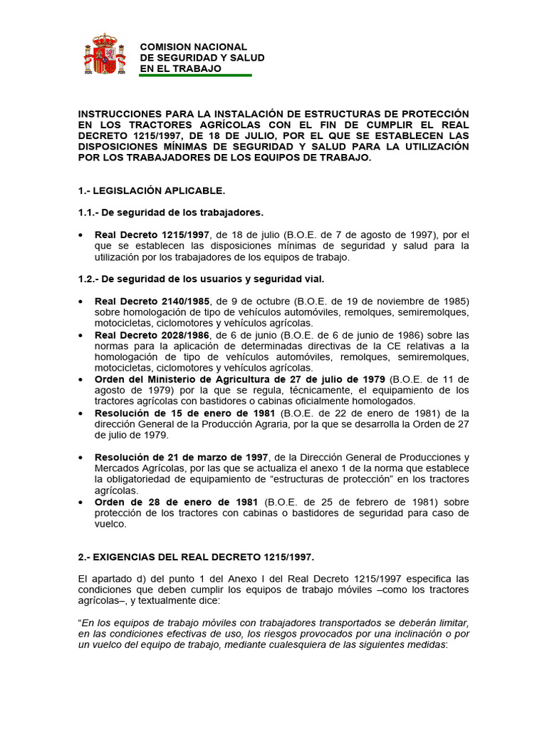 ROPS FOPS Tractores | PDF | Vehículos | Vehículo de motor