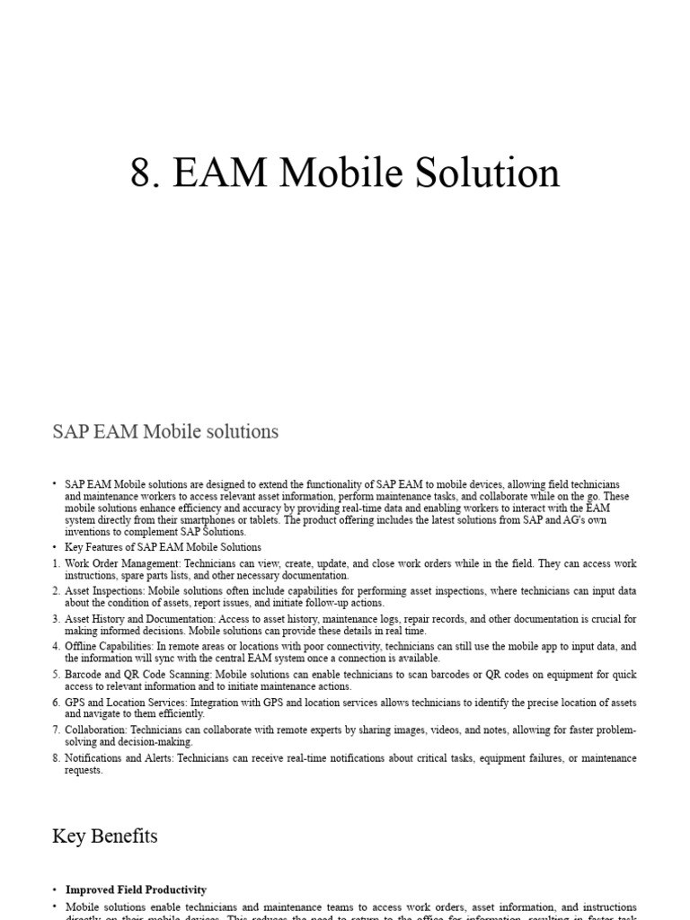 8 EAM Mobile Solution | PDF | Mobile Device | Qr Code